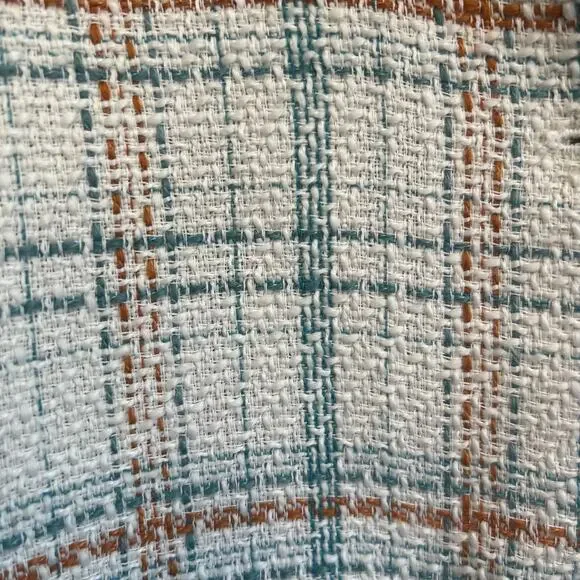 LC Lauren Conrad Tweed Blue White Rust Crop Jacket Blazer Size Large - Picture 6 of 10